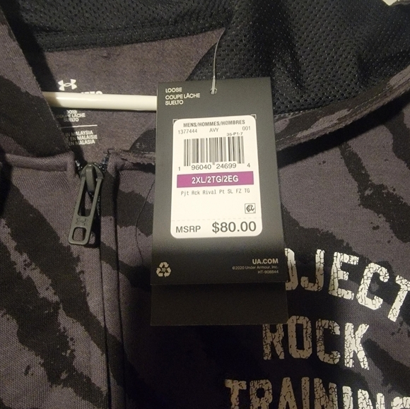 Men Under Armour Project Rock Rival Fleece Sleeveless Full-Zip Size XXL 1377444 - Picture 4 of 5